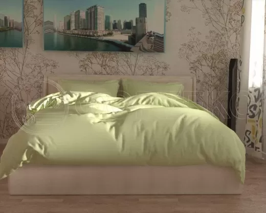 Твил-сатин гладкокрашеный Lime Cream оттенки зеленого, интерьер