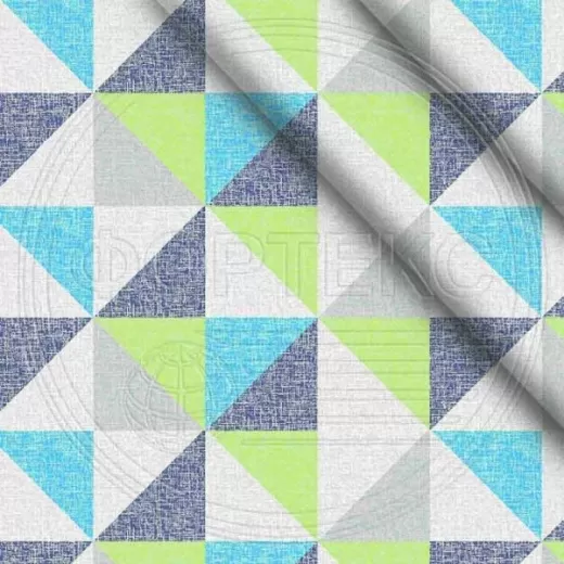 Полиэстер 55 гр. ZAI-194797 оттенки синего, принт геометрия