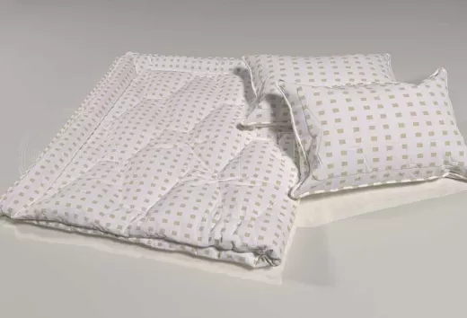 Ткань Тик хлопок набивной 39-603 white белый, квадраты, интерьер