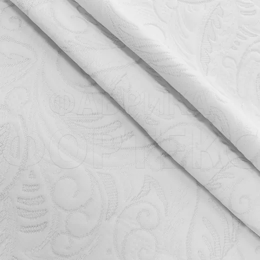 Трикотажное полотно LTD055 white FS белого цвета, узоры с завитками