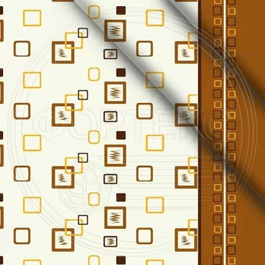 Ткань полиэстер набивной 55 гр.ZAF-173478 brown коричневый, рисунок геометрия