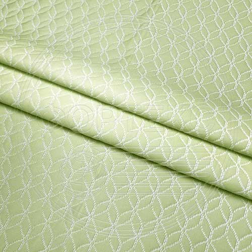 Трикотажное полотно FRTX 25 042 Флора зеленого цвета с белым узором