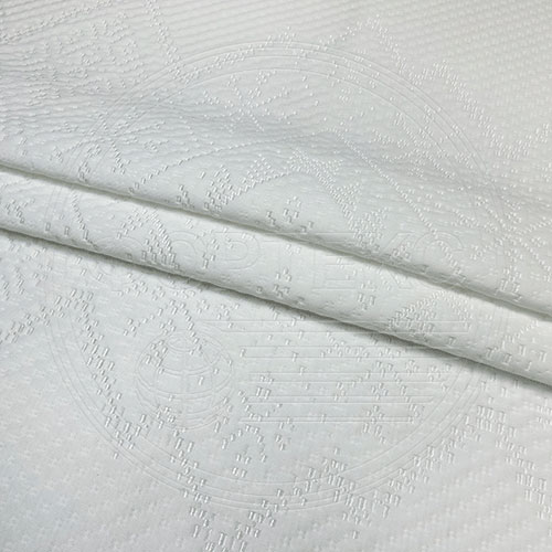 Трикотажное полотно FRTX 25 008 Оренбург Белый, блестящий орнамент в цвет полотна