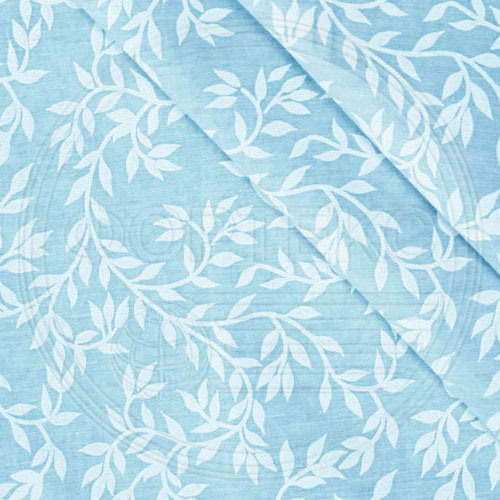 Поликоттон «белое на белом» 01-007 blue голубой, рисунок веточка