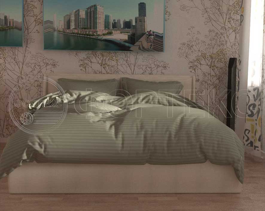 Страйп Сатин 79-1*1 Tea оттенки зеленого, интерьер