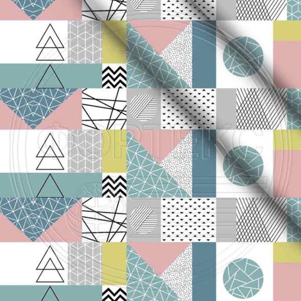 Полиэстер 55 гр. ZAI-215846 оттенки синего, принт геометрия