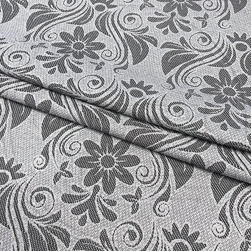 Трикотажное полотно FRTX 25 013 Великий Устюг серое с темно-серым орнаментом
