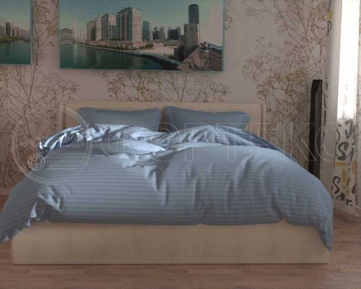 Страйп Сатин 79-1*1 Blue Bell оттенки синего, интерьер