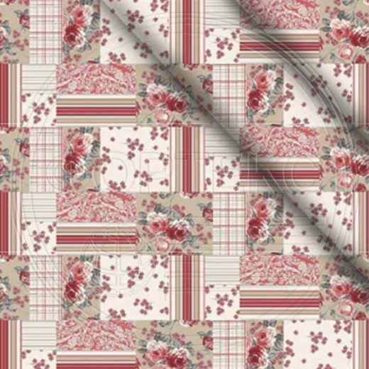 Полиэстер 55 гр. ZAI-194782 оттенки красного, принт пэчворк