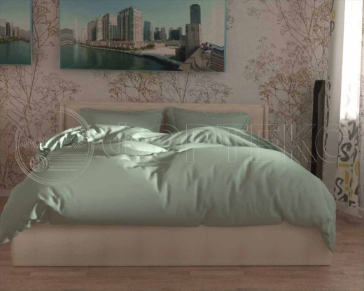 Твил-сатин гладкокрашеный Silt Green оттенки зеленого, интерьер