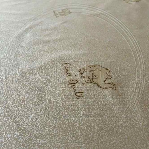 Ткань Тик полиэстер 1046 Camel quilt silver оттенки коричневого, рисунок верблюды