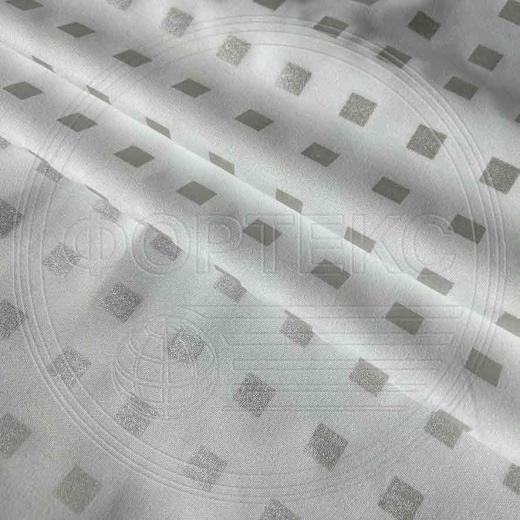 Ткань Тик полиэстер Shashki silver с напылением, рис. шашки