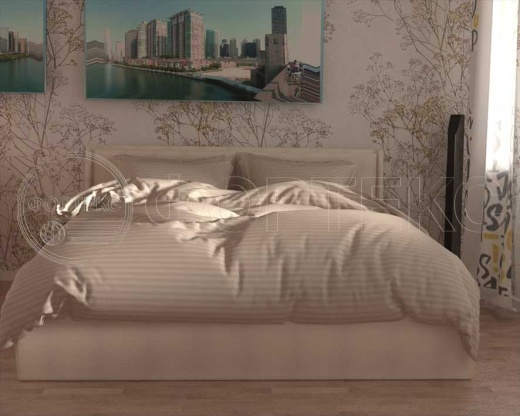 Страйп Сатин 79-1*1 Tapioca оттенки коричневого, интерьер