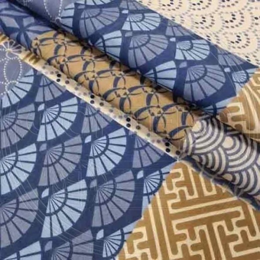 Микрофайбер набивной-пигмент 5BJ-2128-5 Мозаика, синие и коричневые оттенки