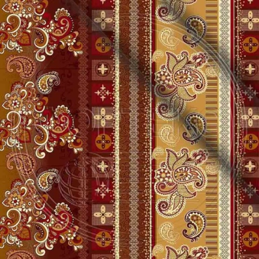 Ткань полиэстер набивной 55 гр. ZAF-173164 оттенки оранжевого, принт полоса