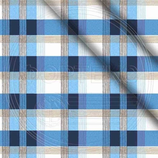 Ткань полиэстер набивной 55 гр. ZAI-194608 оттенки синего, принт клетка
