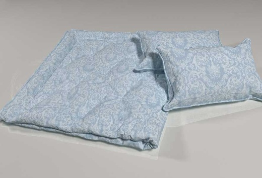 Ткань Тик хлопок с напылением набивной 593 blue дамасский узор, интерьер