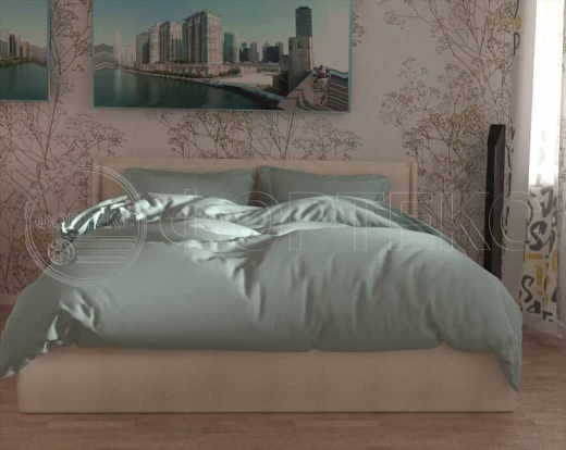 Ткань Твил-сатин гладкокрашеный Blue Haze оттенки голубого, интерьер