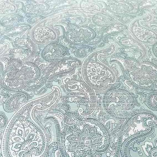 Тик смесовый набивной A1-9586 blue голубой, огурцы