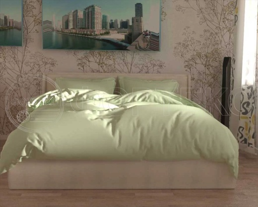 вил-сатин гладкокрашеный Ambrosia оттенки зеленого, интерьер