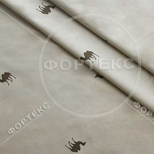 Ткань Тик хлопок с напылением набивной 876 camel верблюды
