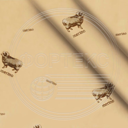 Ткань Тик хлопок набивной 39-881 sheeps бежевый, рисунок овцы