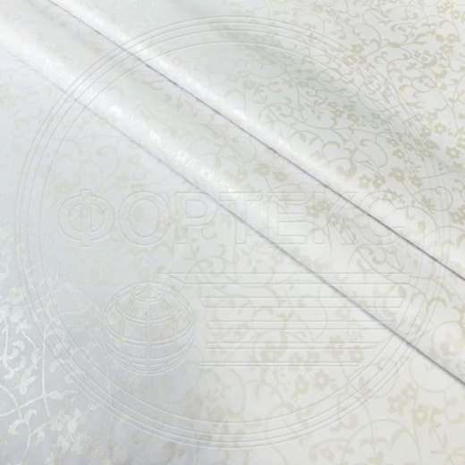Тик смесовый набивной с напылением A1-100 white мелкий цветочный рисунок