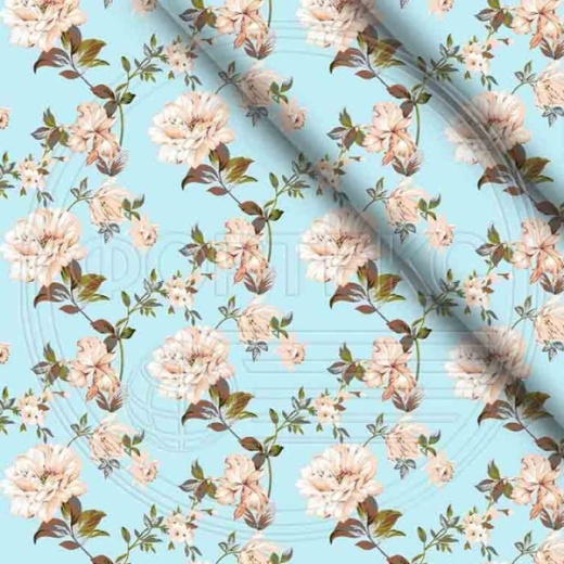 Качественный полиэстер 55 гр. ZAI-194656 голубой, цветочный рисунок