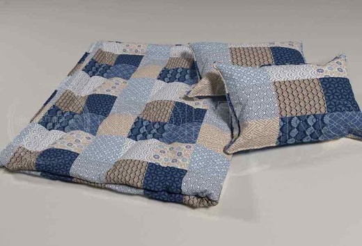 Микрофибра набивная 5BJ-2128-5 Мозаика, синие и коричневые оттенки