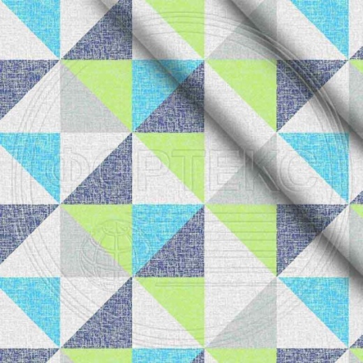 Полиэстер 55 гр. ZAI-194797 оттенки синего, принт геометрия